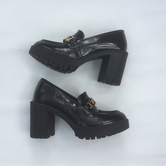 Steve Madden Black and Gold Platform Lug Sole Oxfords Mary Janes thick chunky - Picture 8 of 8